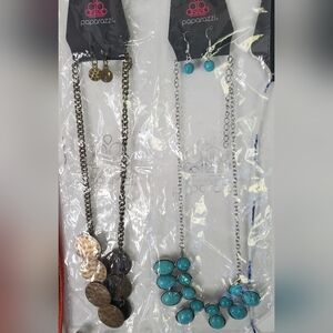 Paparazzi Silver and Blue Necklace Set